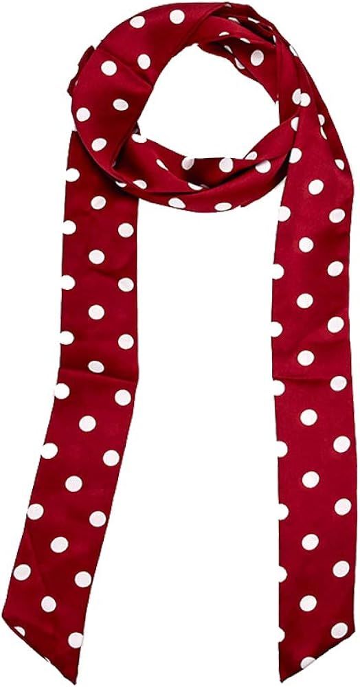 Women’s Skinny Scarf Long Polka Dot Choker Silky Accessory Scarf for Women Handbag Wrap Handle ... | Amazon (US)