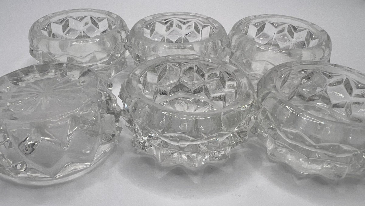 Vintage Crystal Glass Salt Cellar Well MCM Shaker Set Of 6 Clear | eBay US