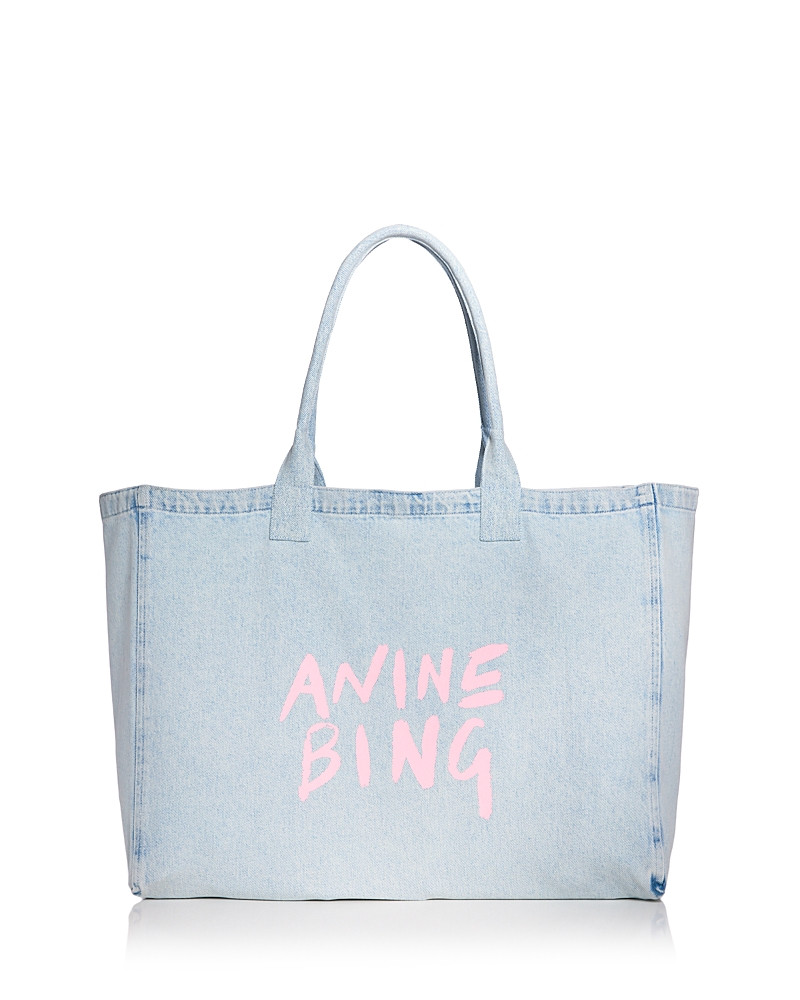 Anine Bing Leo Large Washed Blue Denim Canvas Tote Bag | Bloomingdale's (US)
