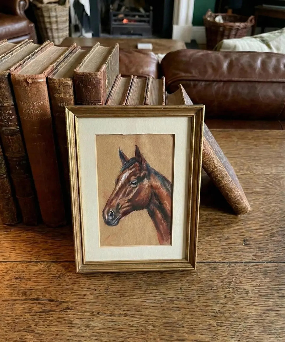 Small Vintage Framed Horse Pastel Drawing Art - Etsy | Etsy (US)