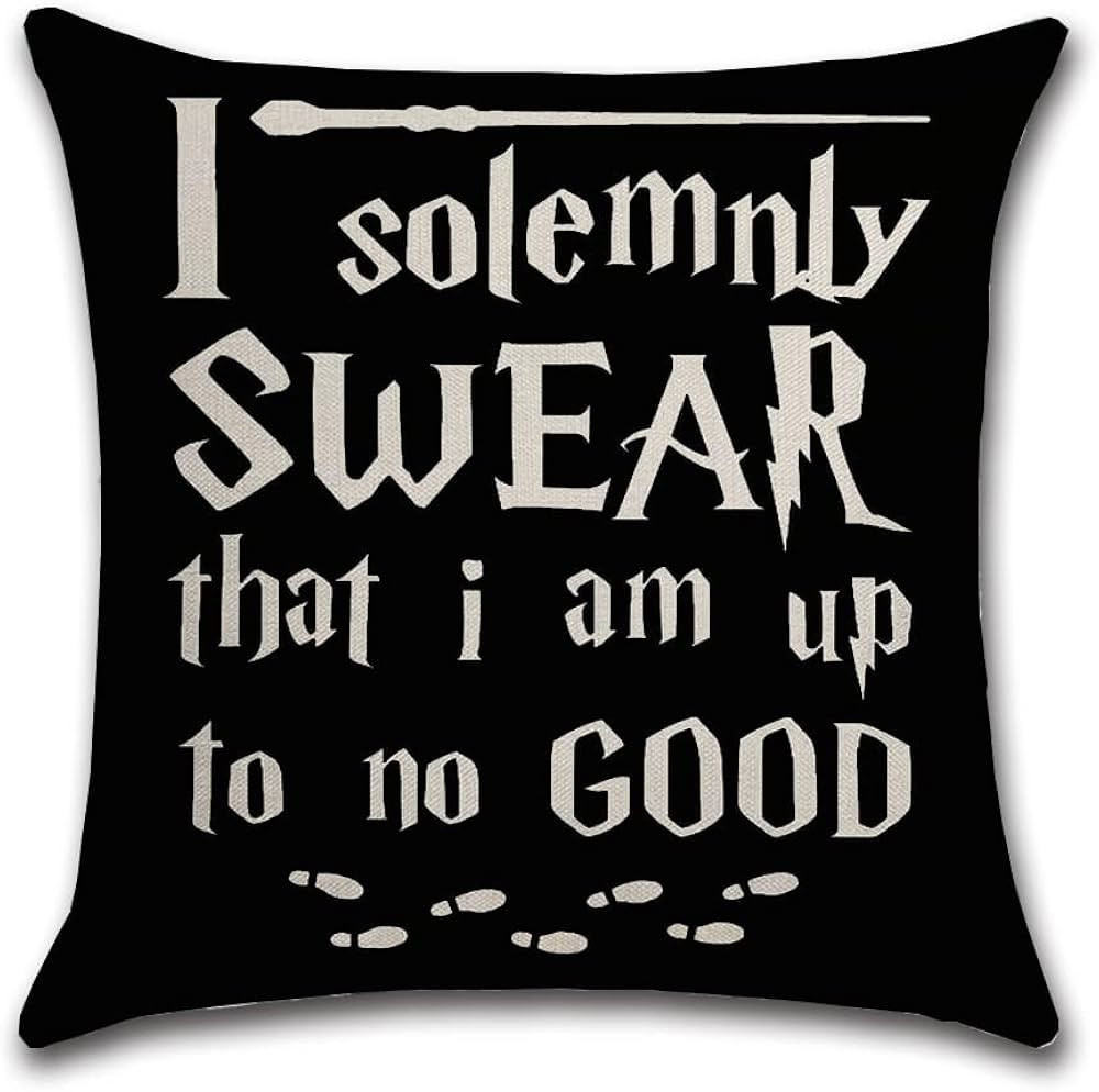 XIANGWEN Solemnly Swear Throw Pillow Cover , 18 X18 Inch Square CuteI Linen Cushion Cover for Cou... | Amazon (US)