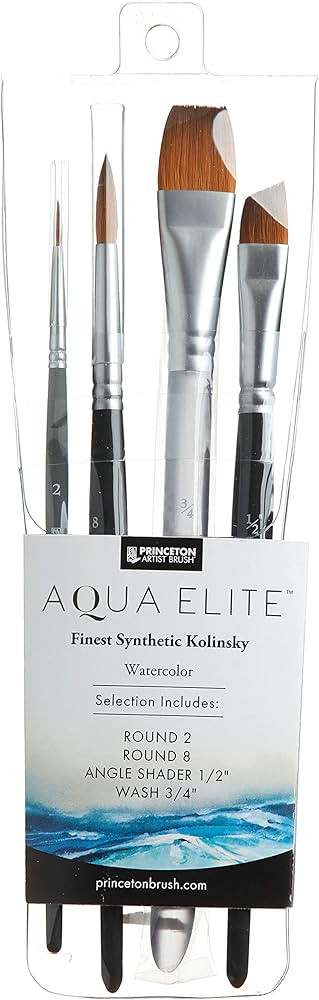 Princeton Aqua Elite, Series 4850, Synthetic Kolinsky Watercolor Paint Brush, 4 Piece Set | Amazon (US)