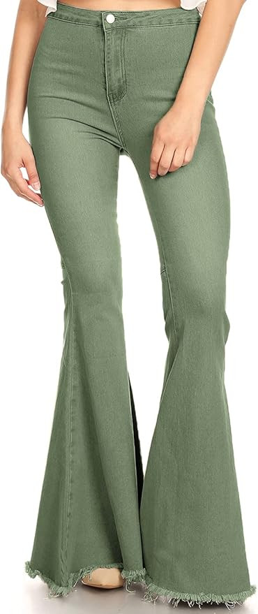Anna-Kaci Women's Classic Retro High Waist Long Denim Bell Bottom Jeans | Amazon (US)