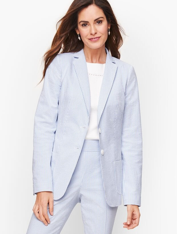 Seersucker Two Button Blazer | Talbots