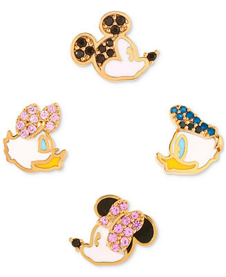 Girls Crew 18k Gold-Plated 4-Pc. Set Color Crystal Sweethearts Single Stud Earrings - Macy's | Macy's