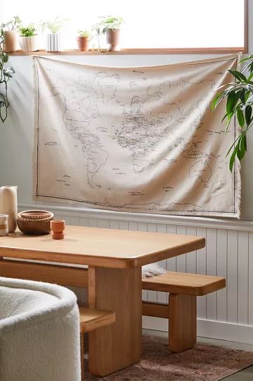 Hand-Drawn World Map Tapestry | Urban Outfitters (US and RoW)