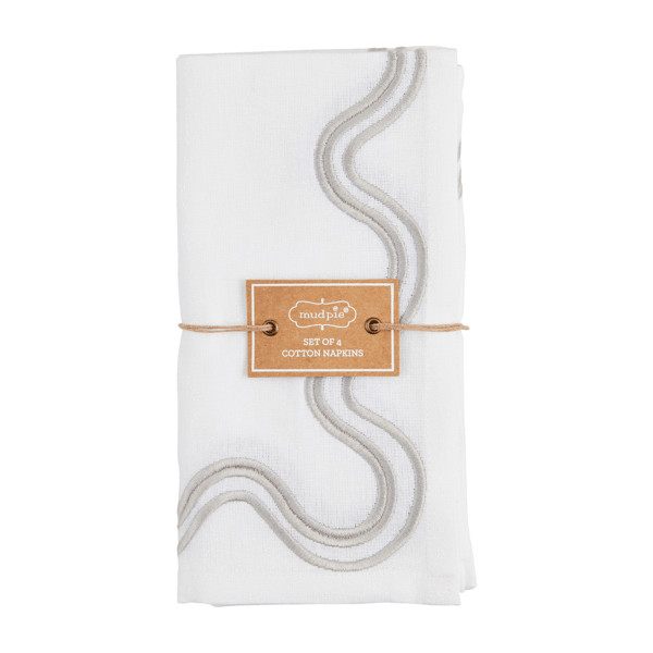 Grey Squiggly Napkin Set | Mud Pie