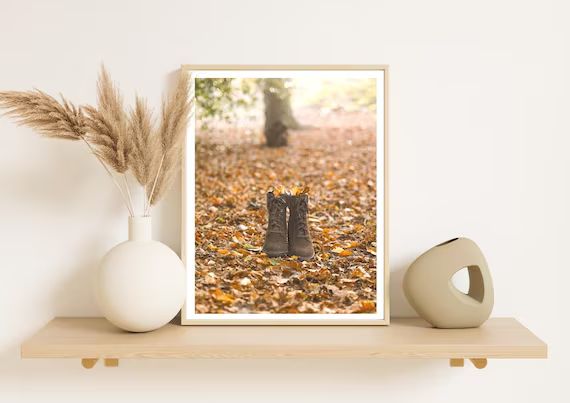Woodland Boots Autumn Print  Colourful Fine Art Photography - Etsy UK | Etsy (UK)