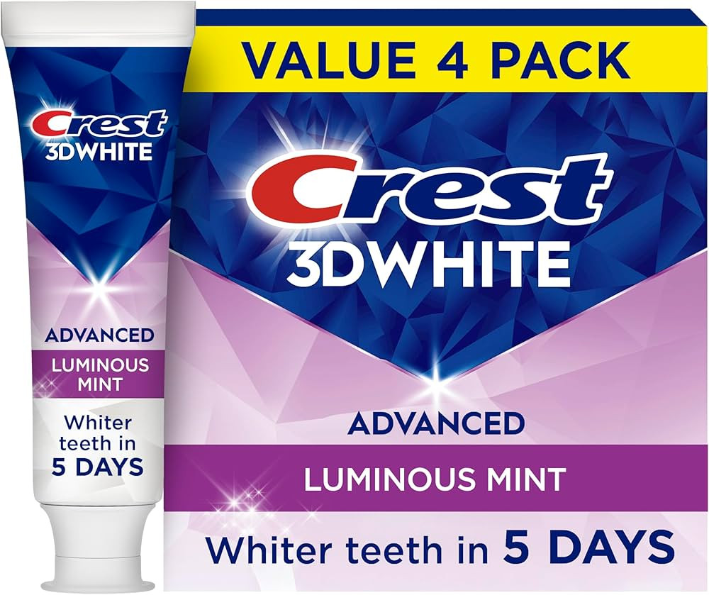 Crest 3D White Advanced Luminous Mint Teeth Whitening Toothpaste, Crest Toothpaste, 3.7 oz Pack o... | Amazon (US)