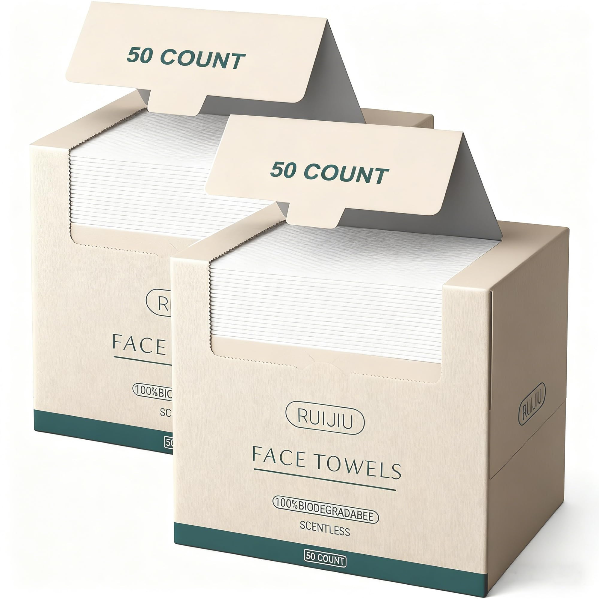 100 Count 2 PACK, Disposable Face Towel, Large Size 10"X 12", Disposable Face Cloths, 100% Biodeg... | Amazon (US)