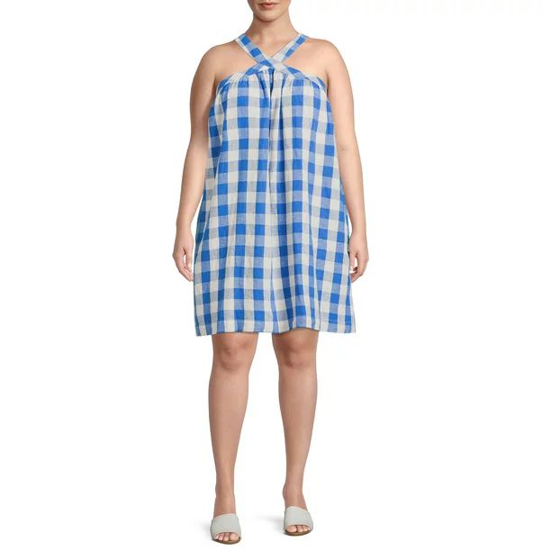 The Get Women's Plus Size Sleeveless Cross Neck Mini Dress - Walmart.com | Walmart (US)