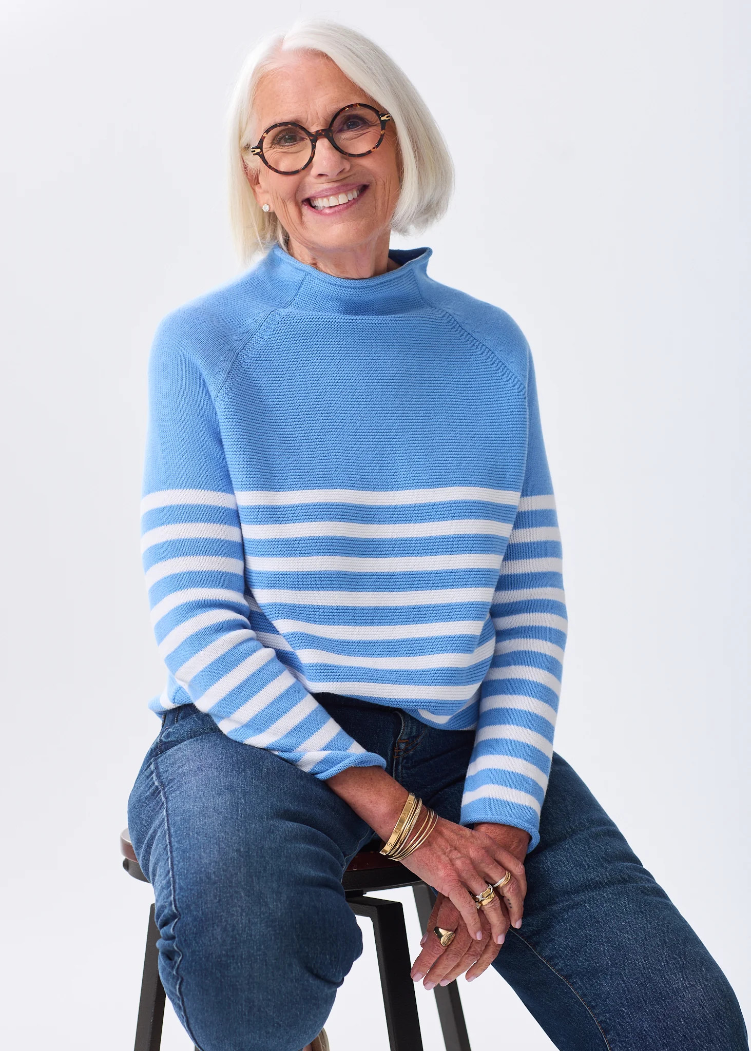The Cotton Mock Neck - Striped | Alice Walk