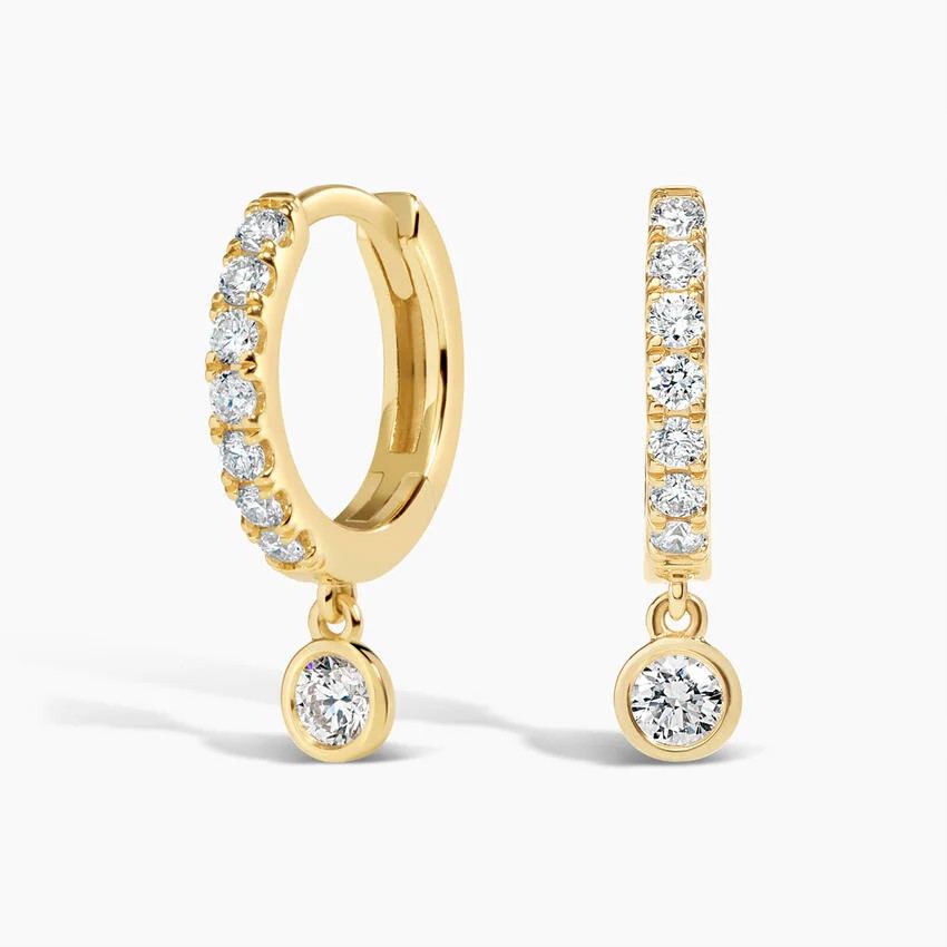 Luxe Lab Diamond Drop Huggie Earrings (1/2 ct. tw.) in 14K Yellow Gold | Brilliant Earth