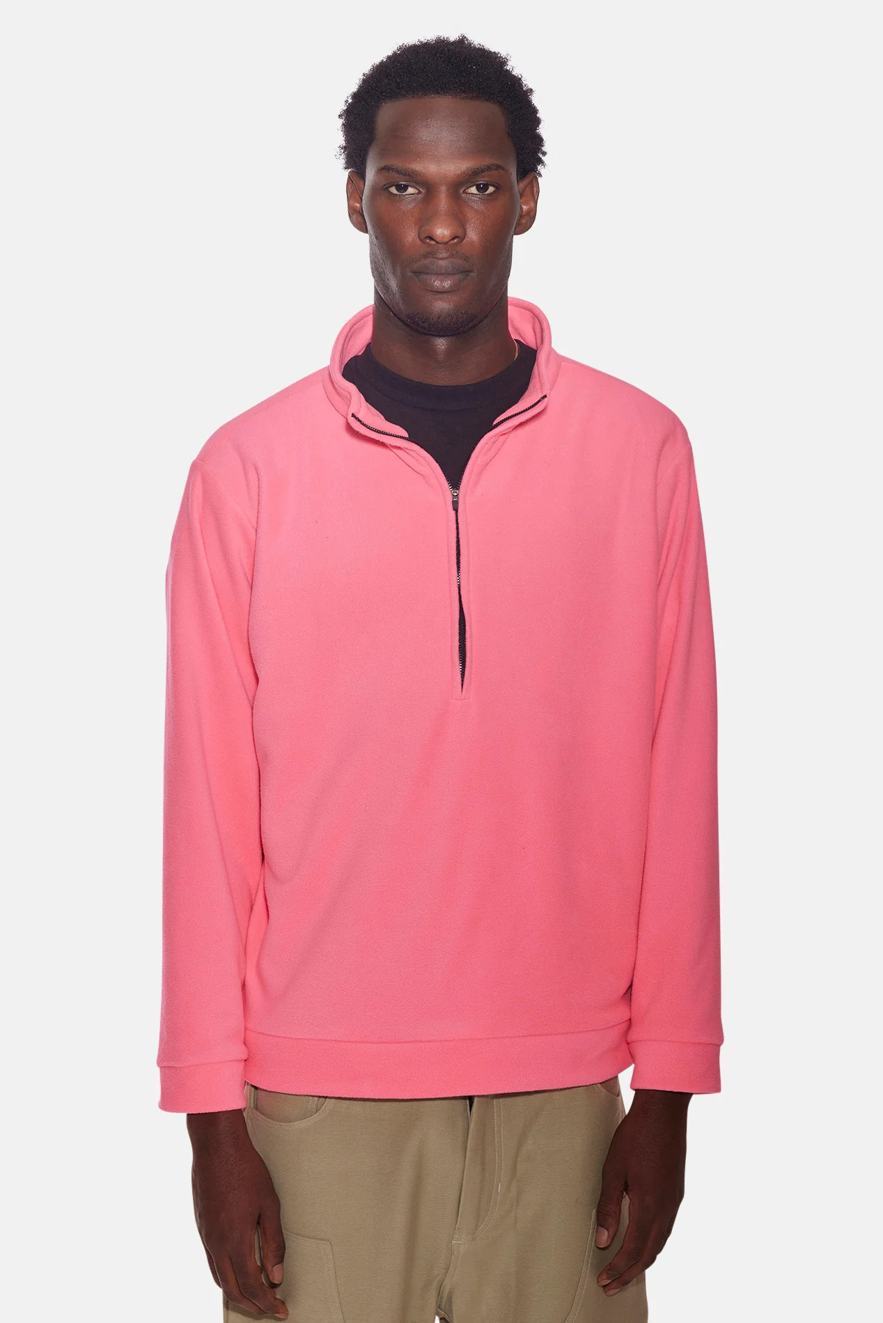 Polar Fleece Perfecto Half Zip Hot Pink | Blue & Cream
