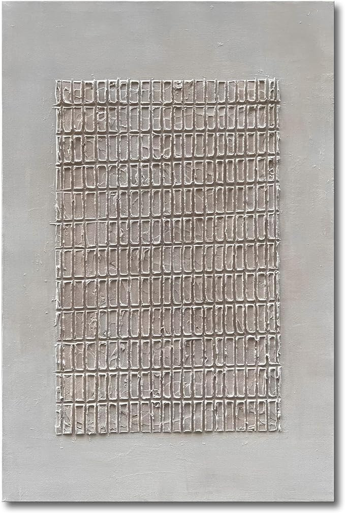 NANKAI Art Hand-Painted White Texture Abstract Art Oil Painting 45x30 inch Contemporary Minimalis... | Amazon (US)