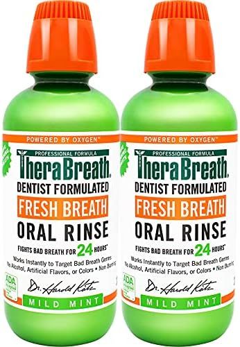 TheraBreath Fresh Breath Dentist Formulated 24-Hour Oral Rinse, Mild Mint, 16 Ounce (Pack of 2) | Amazon (US)