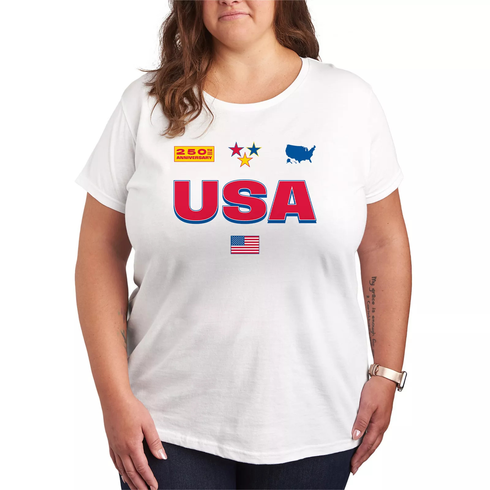 Plus Size USA 250th Anniversary Jersey Graphic Tee, Women's, Size: 4XL, White | Kohl's