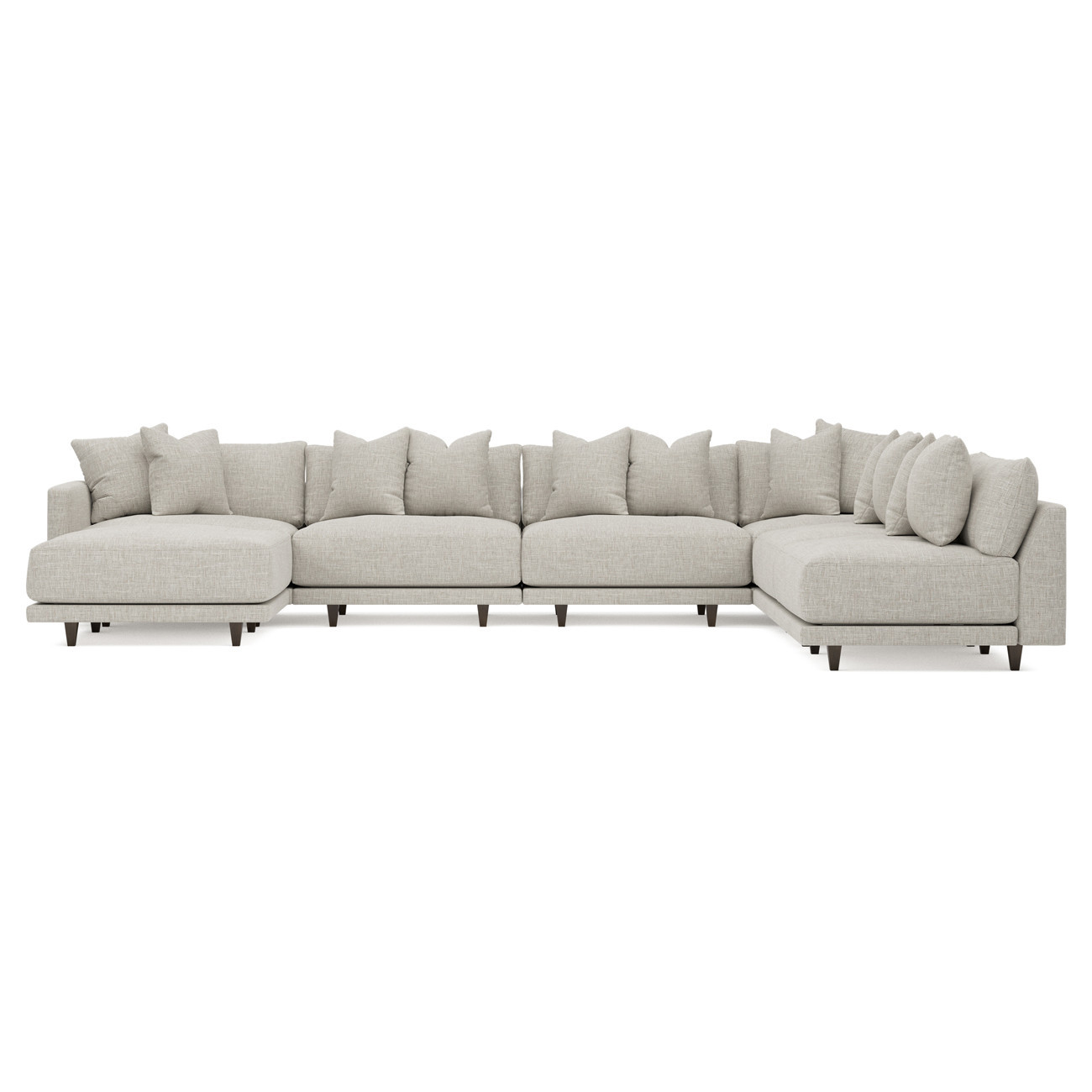 Toulouse Fog Modular 7-Piece Corner Sectional With Ottoman - Left End - 171 | Kathy Kuo Home