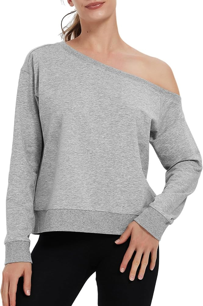 Hiverlay Women Off Shoulder Sweatshirts Long Sleeve Workout Tops Oversized Pullover Sweatshirt Lo... | Amazon (US)