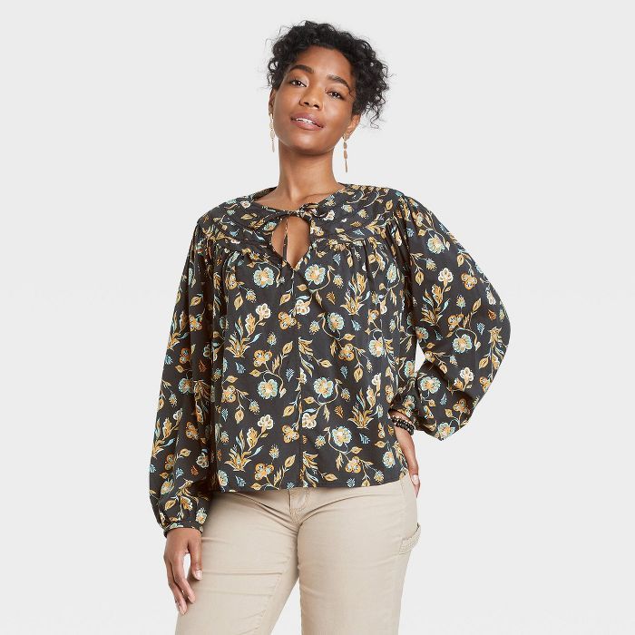 Women's Balloon Long Sleeve Button-Front Blouse - Universal Thread™ | Target