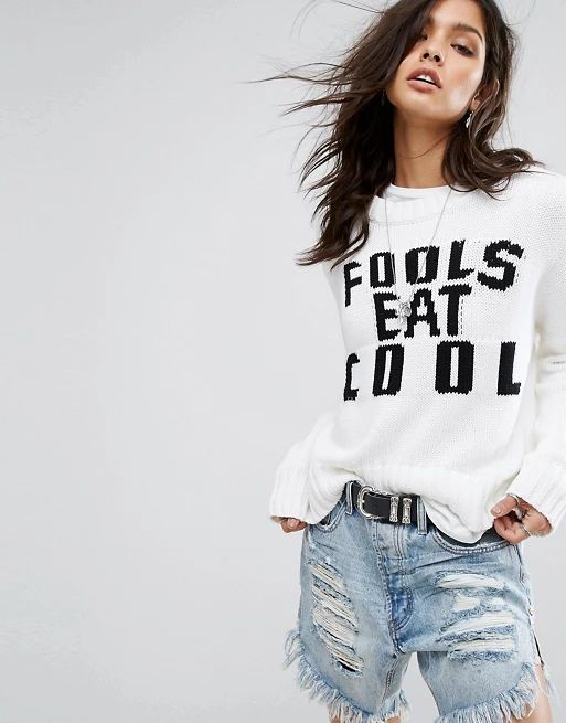 One Teaspoon Fools Eat Cool Slogan Knitwear | ASOS US