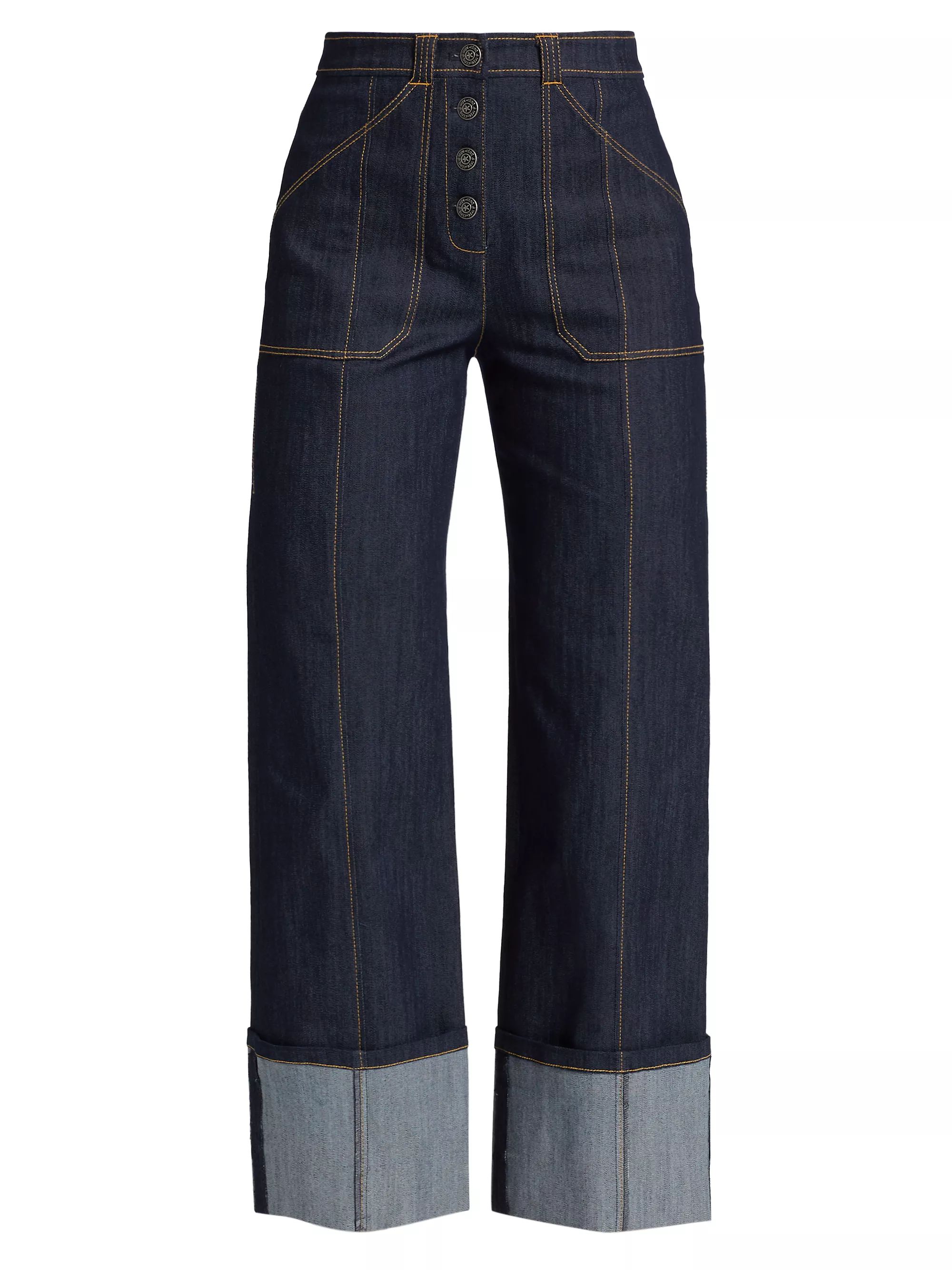 Shop Cinq à Sept Benji Cuffed Wide-Leg Jeans | Saks Fifth Avenue | Saks Fifth Avenue