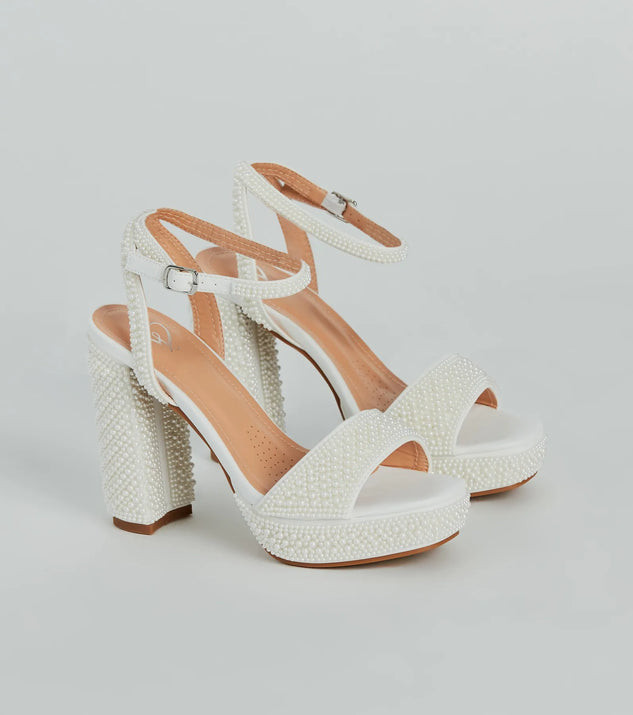 Elite Glam Faux Pearl Platform Block Heels | Windsor Stores