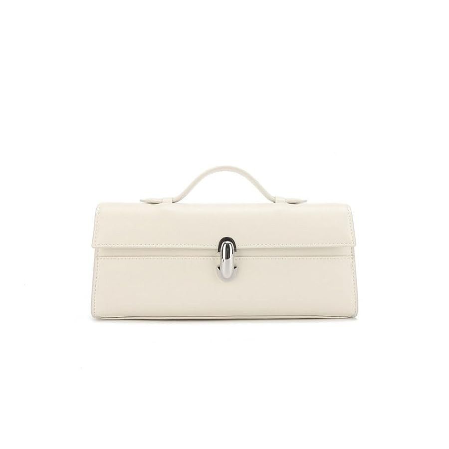 Genuine Leather Clutch Purses for Women，Formal Satchel Top-Handle Handbags with Metal Metal Buc... | Amazon (US)