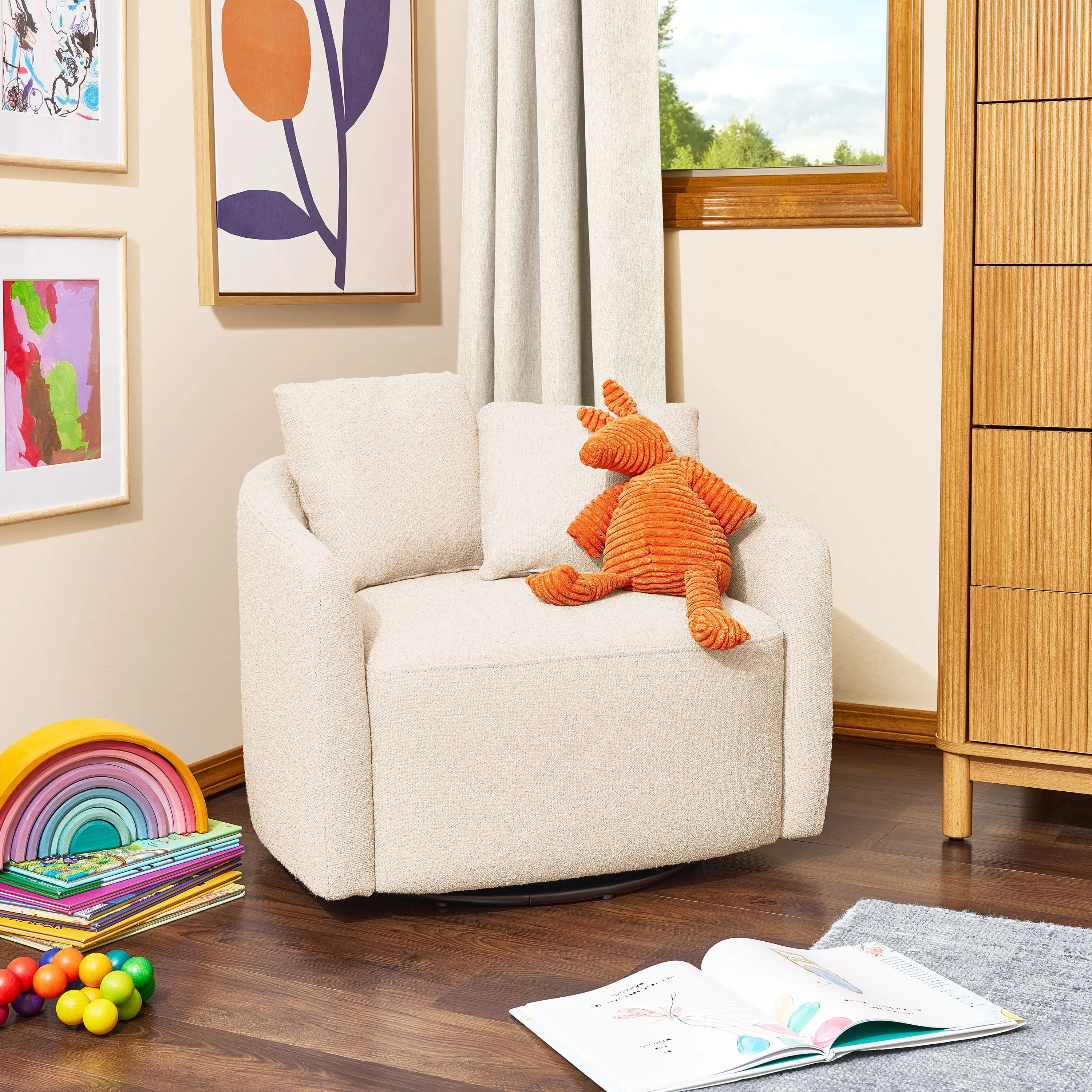 Beautiful Drew Kids Accent Chair by Drew Barrymore, Cream Bouclé Fabric | Walmart (US)