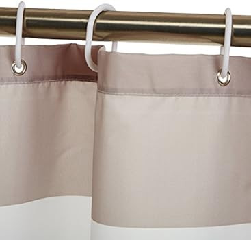 Amazon Basics Fabric Shower Curtain with Grommets and Hooks - 72 x 72 Inch, Large Gray Stripe | Amazon (US)