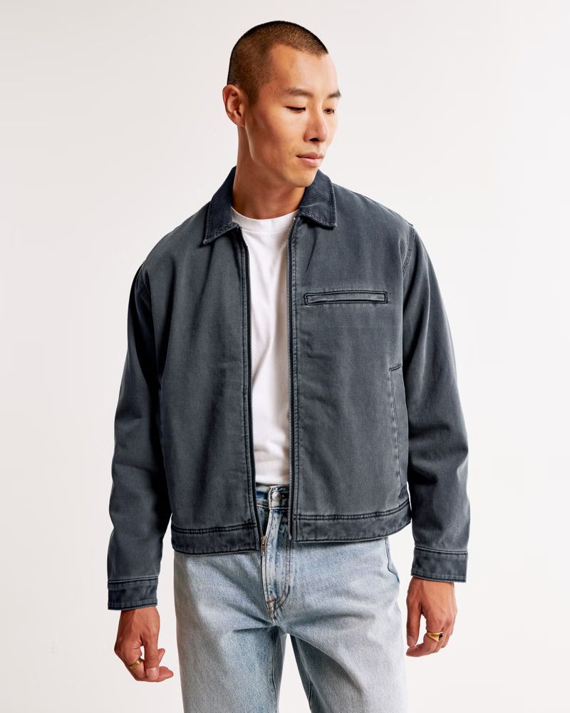 Men's Cropped Zip Workwear Jacket | Men's Coats & Jackets | Abercrombie.com | Abercrombie & Fitch (US)