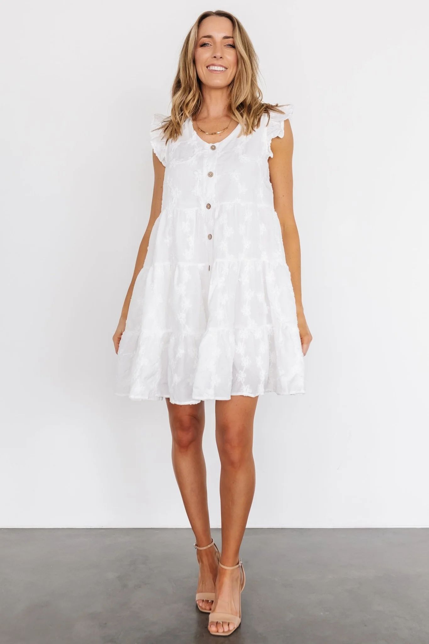 Kayla Button Up Short Dress | Off White | Baltic Born