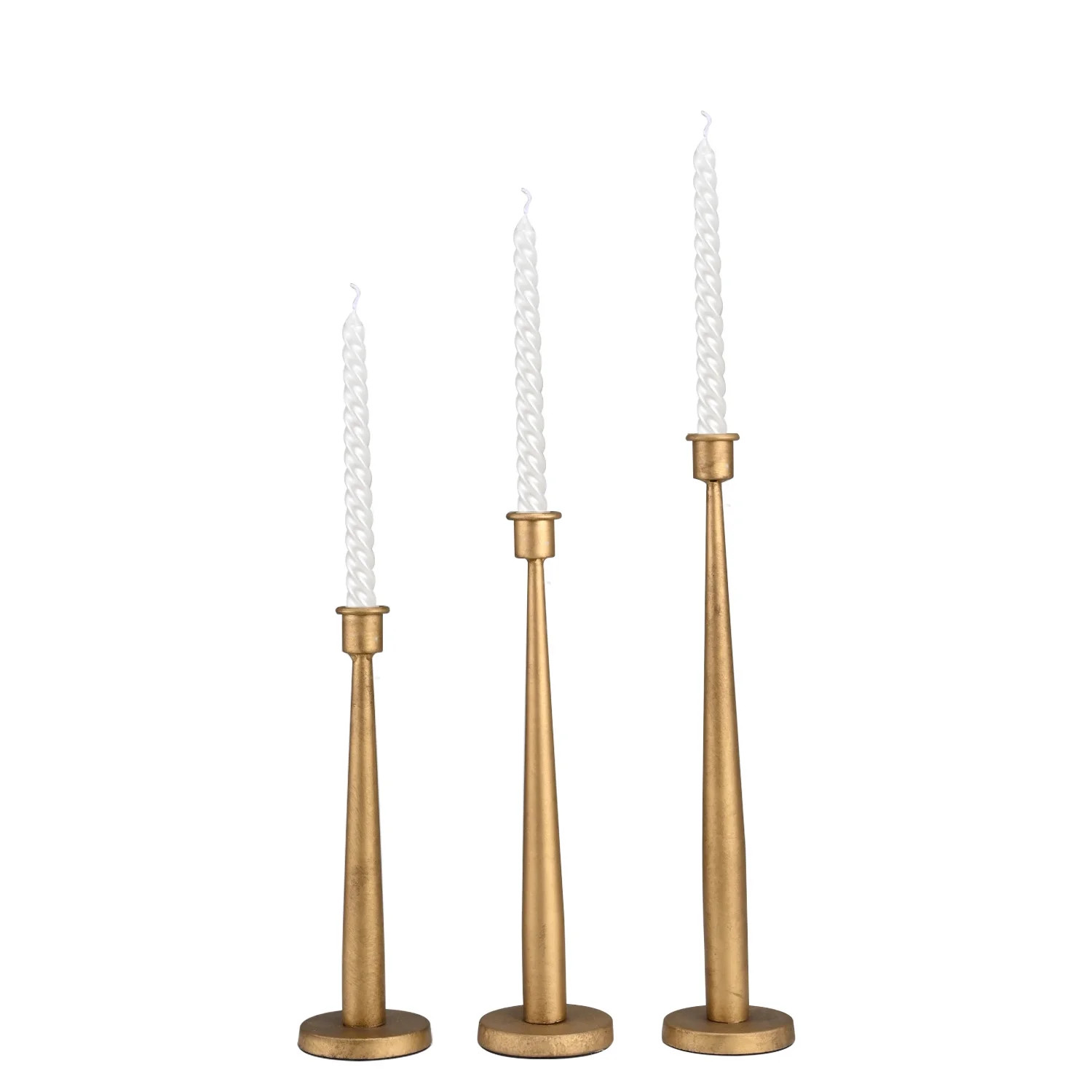Gold Candlestick Holder, Cast Iron Taper Candle Holder Set of 3, Decorative Candle Stand for Wedd... | Walmart (US)