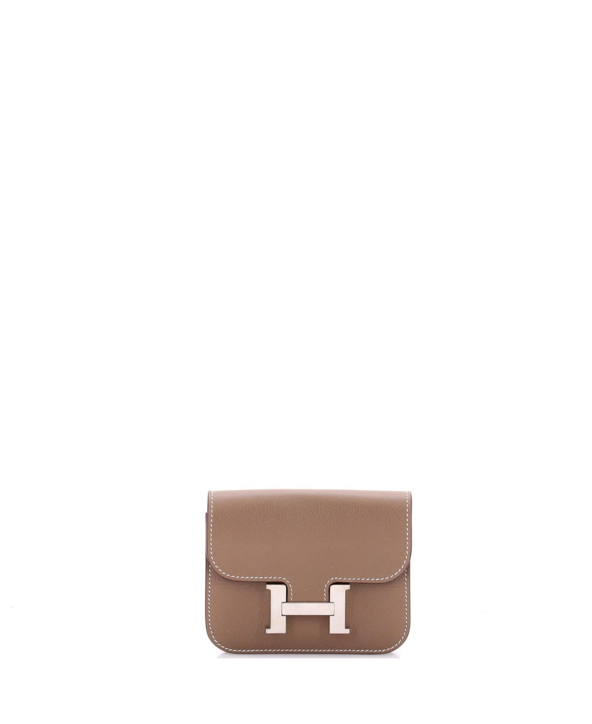 Pre-Owned HERMES Constance Slim Wallet Evercolor - Grey | Macy's