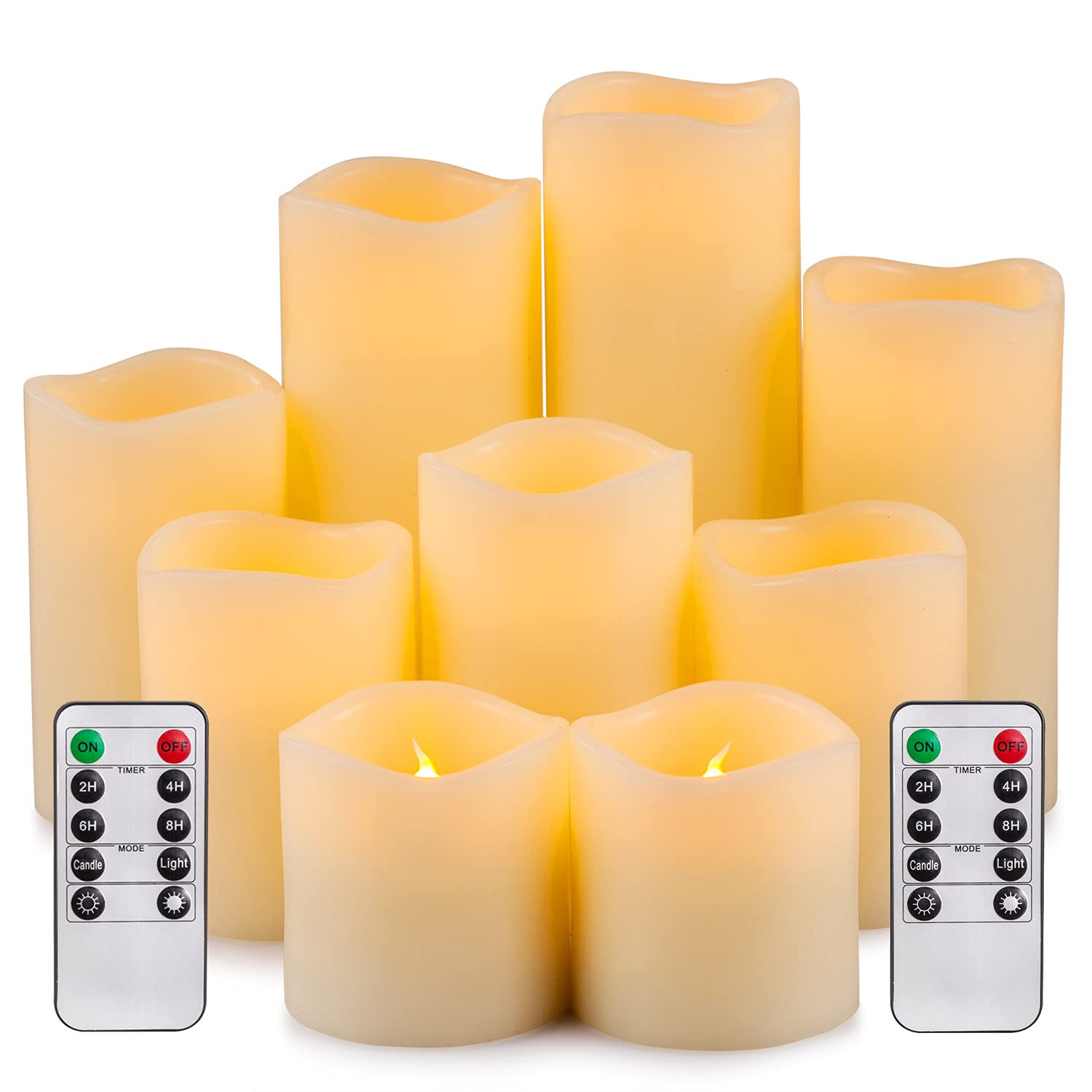 RY King Large Flameless Candle Set of 9 (D 3" x H 3", 3", 4", 4", 5", 5", 6", 7", 8") Battery Ope... | Amazon (US)