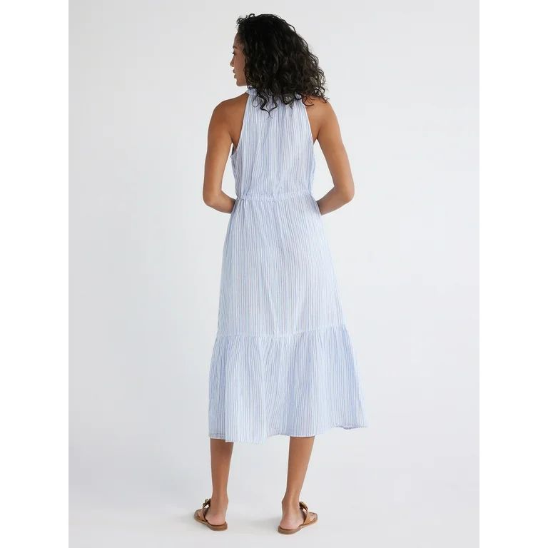 Time and Tru Women's Midi Double Cloth Dress | Walmart (US)