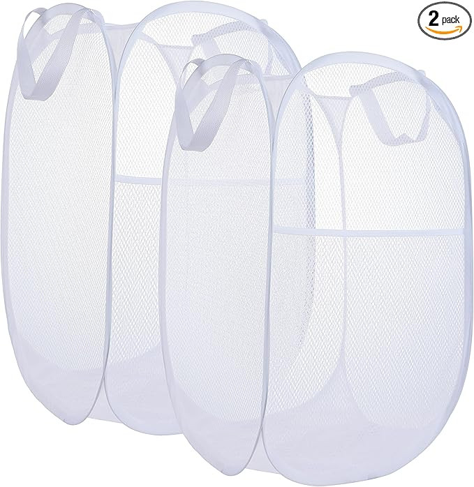 2 Pack Laundry Basket,Foldable Mesh Popup Laundry Hamper with Durable Handle,Easy to Open and Fol... | Amazon (US)