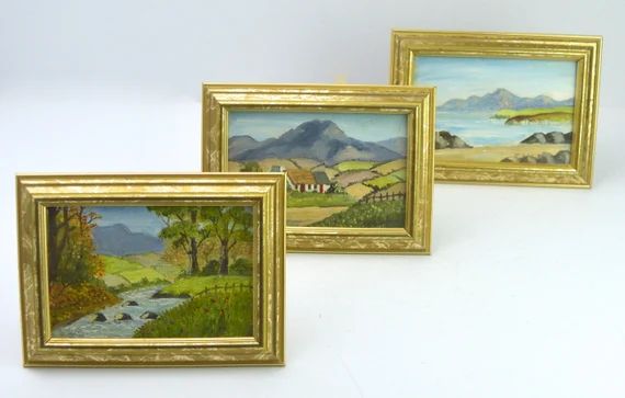 Irish Art Set of 3 Vintage Oil Paintings Glens of Antrim Mournes Mourne Mountain Landscape of Ire... | Etsy (US)