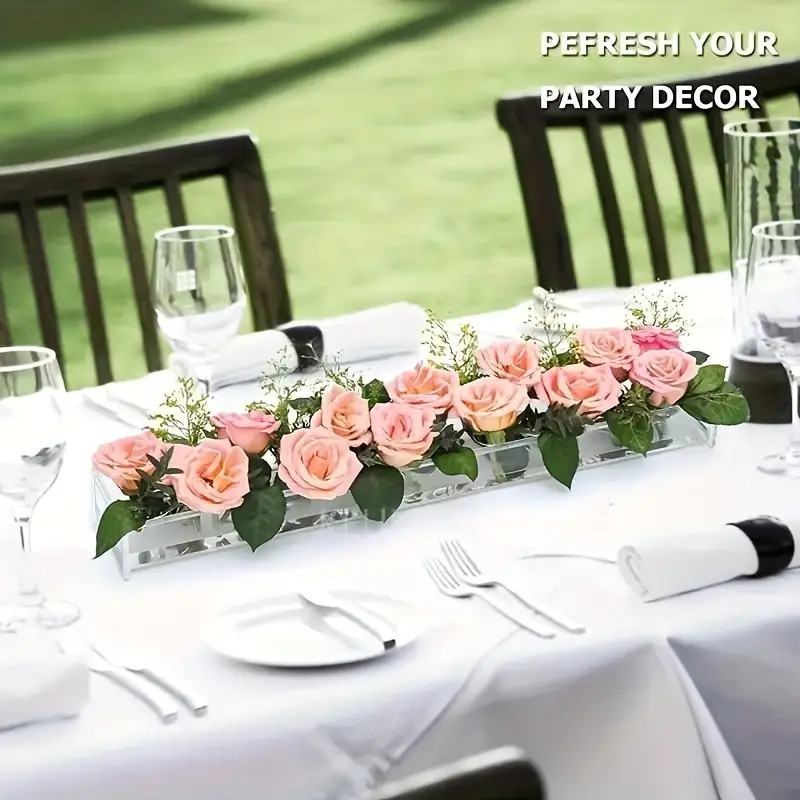 1pc Clear Acrylic Flower Vase, Rectangular Floral Centerpiece For Dining Table Long Rectangle Dec... | Temu Affiliate Program