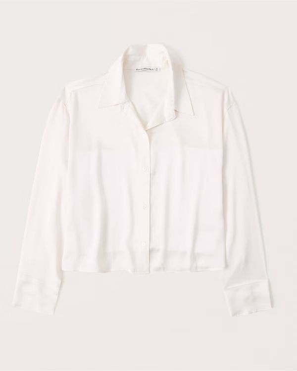 90s Cropped Satin Shirt | Abercrombie & Fitch (US)