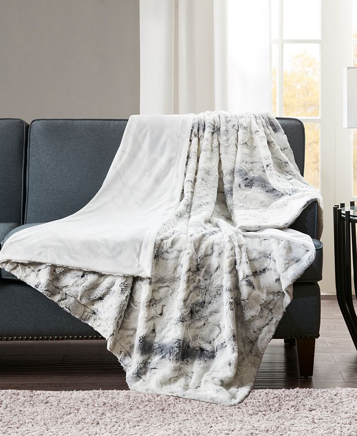 Madison Park
          
  
  
      
          Sachi Oversized 60" x 70" Printed Faux-Fur Throw
 ... | Macys (US)