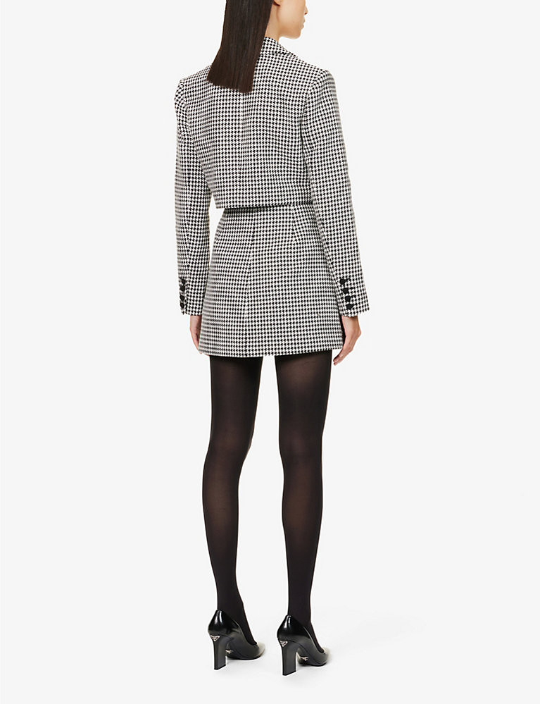 SELF-PORTRAIT Houndstooth double-breasted cotton mini dress | Selfridges