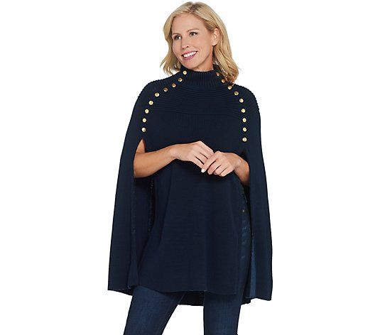 G.I.L.I. Sweater Cape with Button Details | QVC