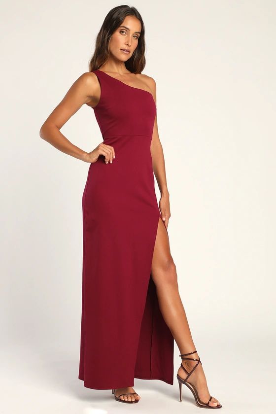 Good Times Only Burgundy One-Shoulder Maxi Dress | Lulus (US)