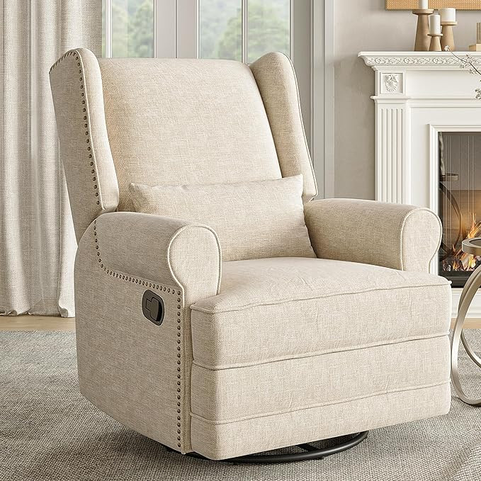 RoyalCraft Swivel Recliner Chair with Extra Large Footrest, Comfy Upholstered Glider Rocking Chai... | Amazon (US)