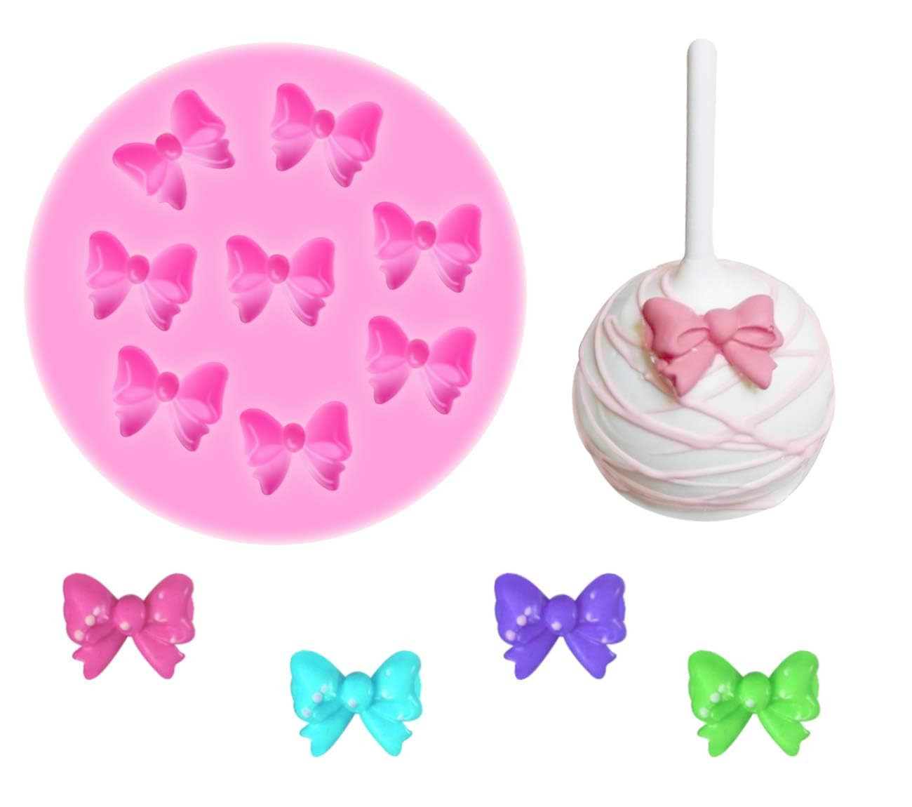YunKo W0770 8 Mini Bows Silicone Fondant Molds Chocolate Sugar Candy Cake Pop Bow Craft Molds DIY... | Amazon (US)