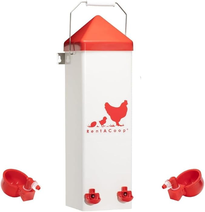 RentACoop 2 Gallon High Rise Chicken Waterer with Auto-Fill Cups, Horizontal Nipples, Anti-Roost ... | Amazon (US)