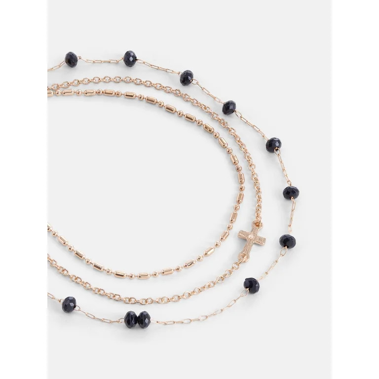 No Boundaries Cross and Beaded Anklet Set, 3-Piece, Women's | Walmart (US)
