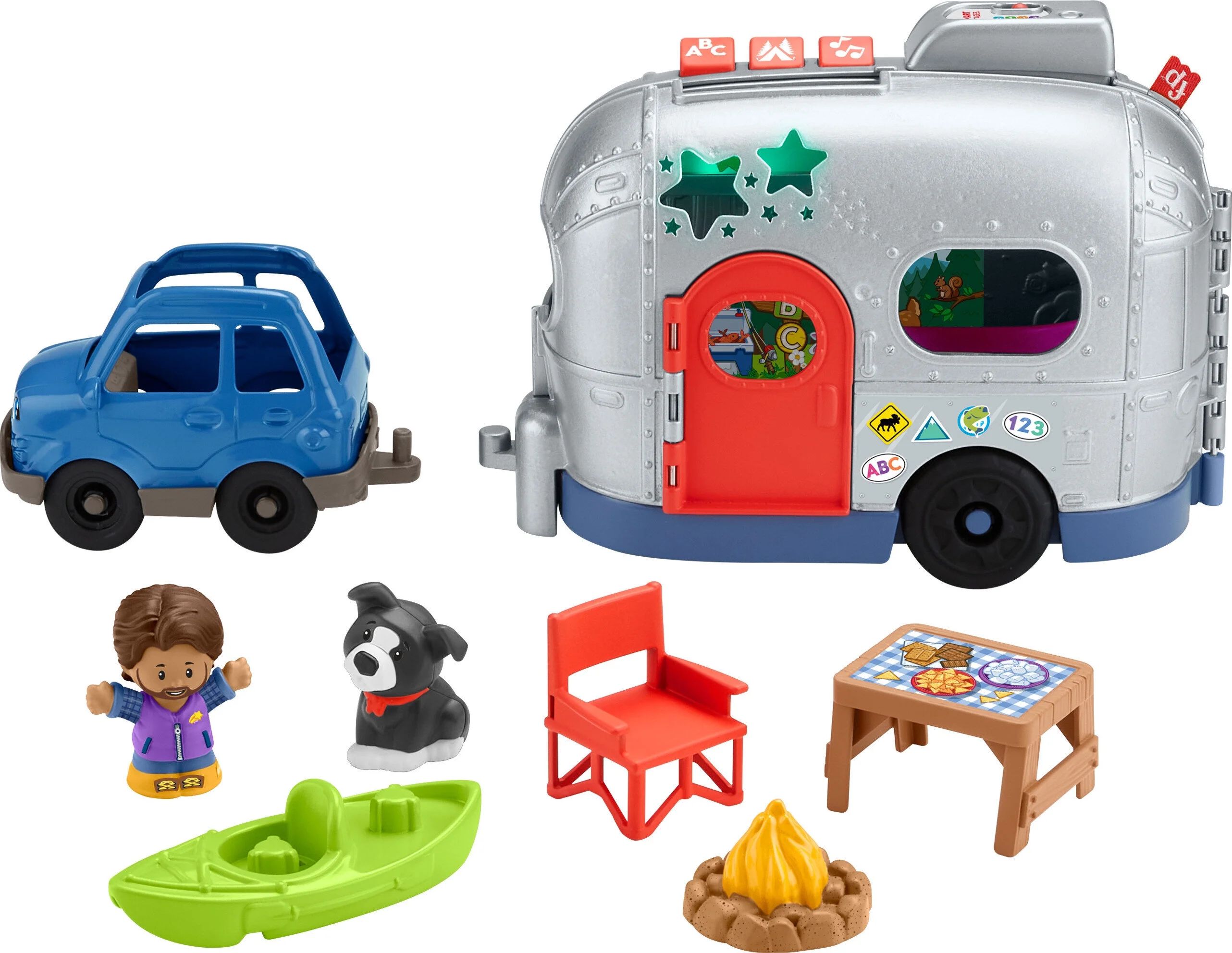 Fisher-Price Little People Light-Up Learning Camper Electronic Toy RV for Toddlers, 8 Pieces | Walmart (US)