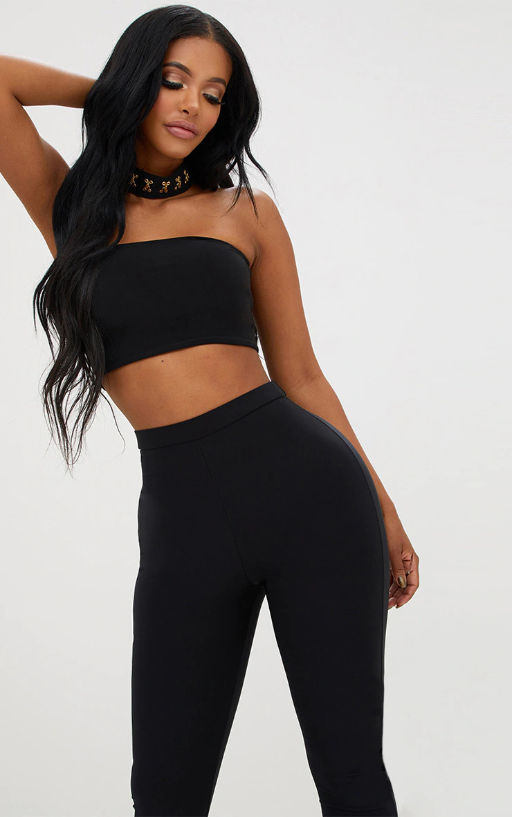 Shape Black Bandeau Crop Top | PrettyLittleThing US